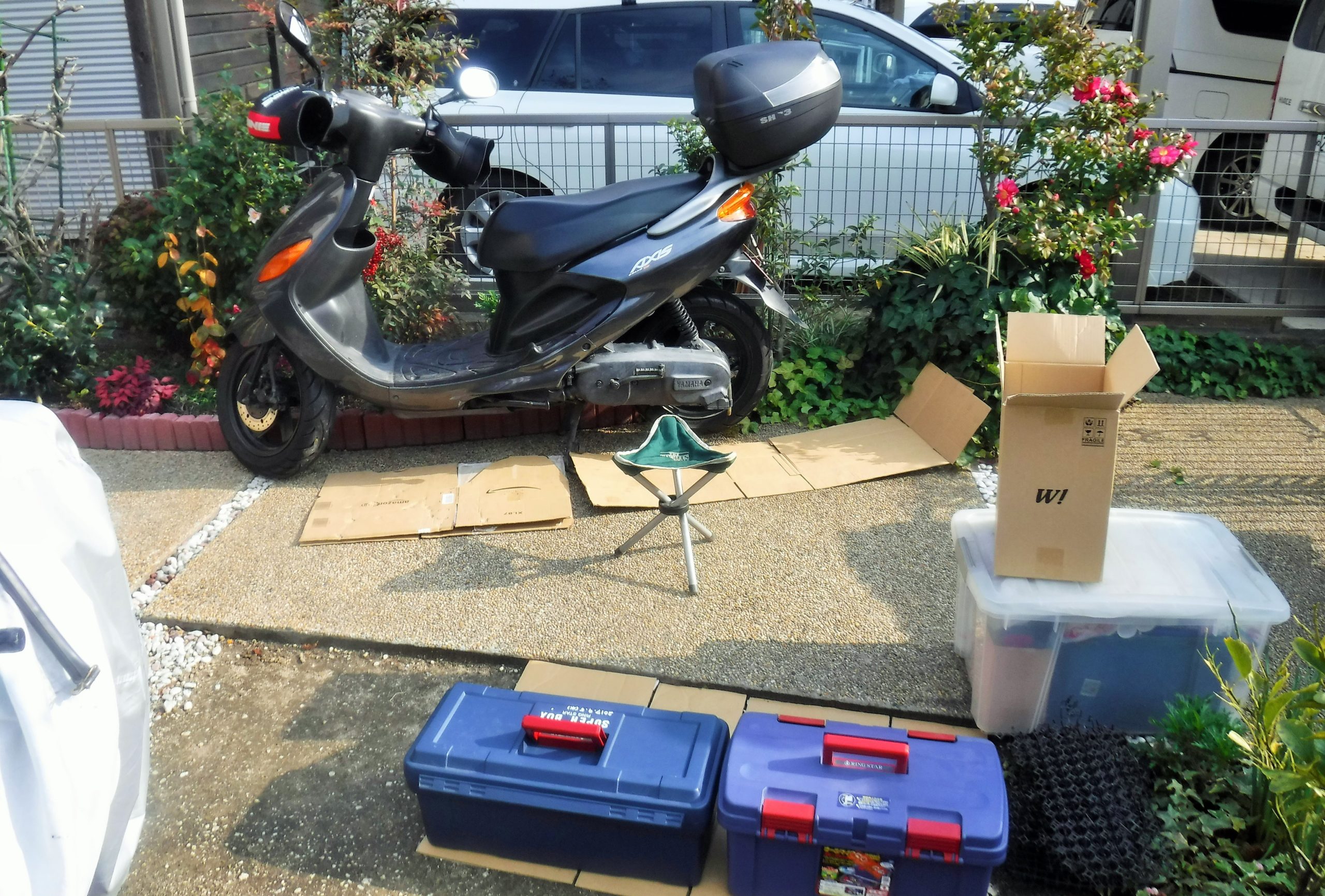 グランドアクシス100 バーハン仕様。ハイスピードプーリーセット交換